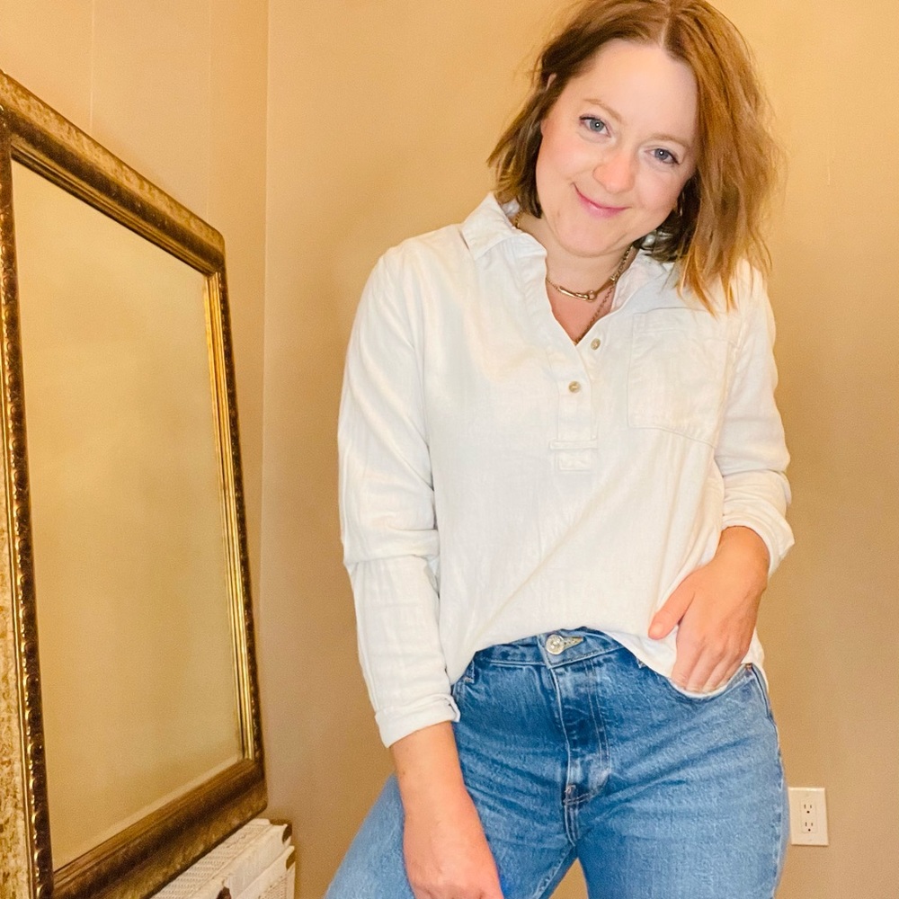 3/$25 🖤 Cream Collared Madewell TopSize: LargeBrand: Madewell